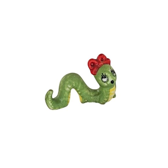 Josef Originals Caterpillar Worm Mama Wearing Bow Miniature Figurine - Picture 1 of 8